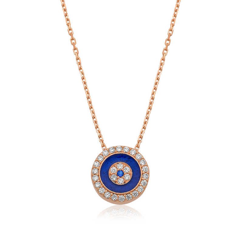 Silver Rose Evil Eye Women's Necklace