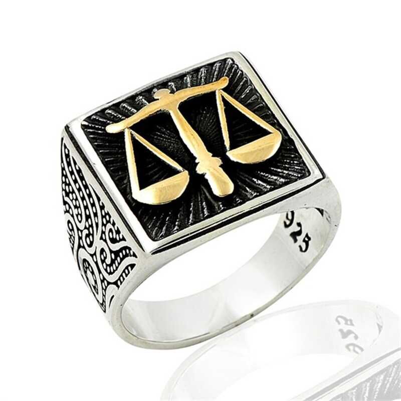 Silver Scales of Justice Men's Ring
