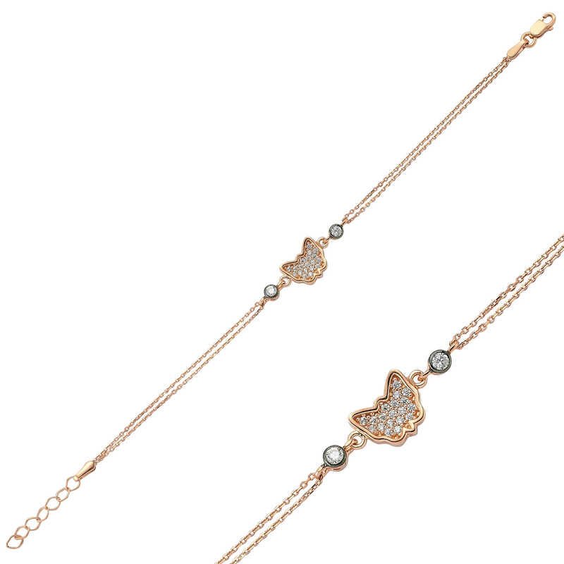 Silver Rose Butterfly Women's Bracelet