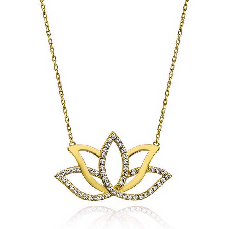 Silver Gold Lotus Flower Women's Necklace