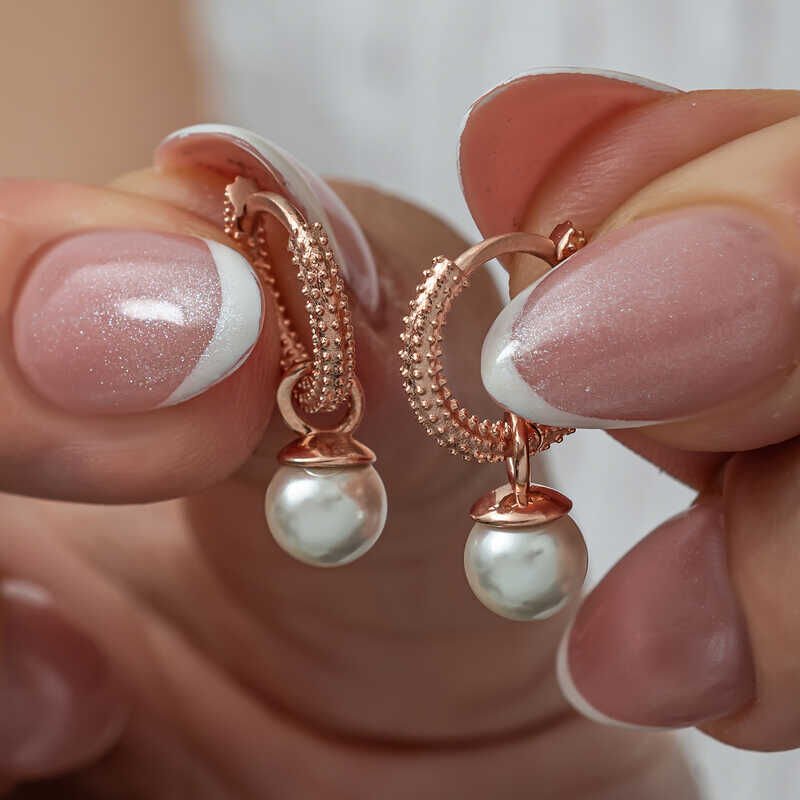 Silver Rose Pearl Women's Earring