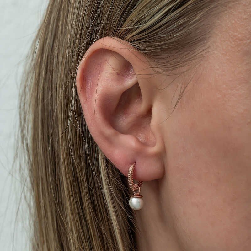 Silver Rose Pearl Women's Earring
