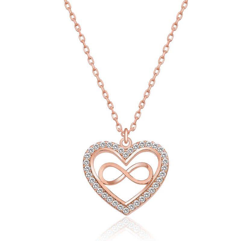 Silver Rose Heart Infinity Women's Necklace