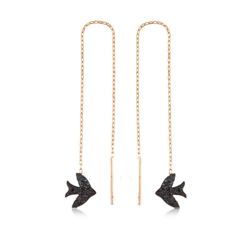 Silver Swallow Chain Earrings