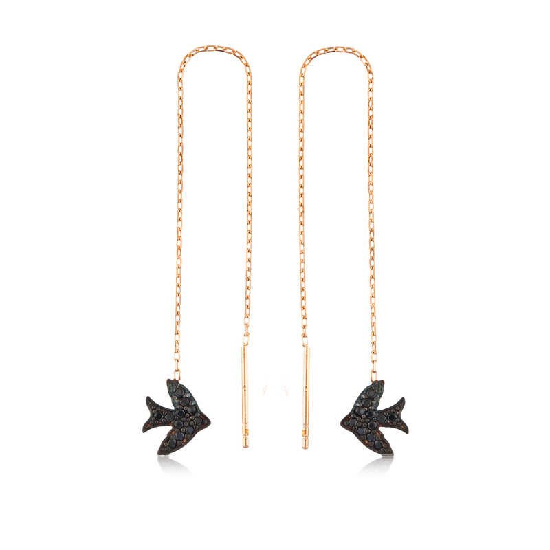 Silver Swallow Chain Earrings