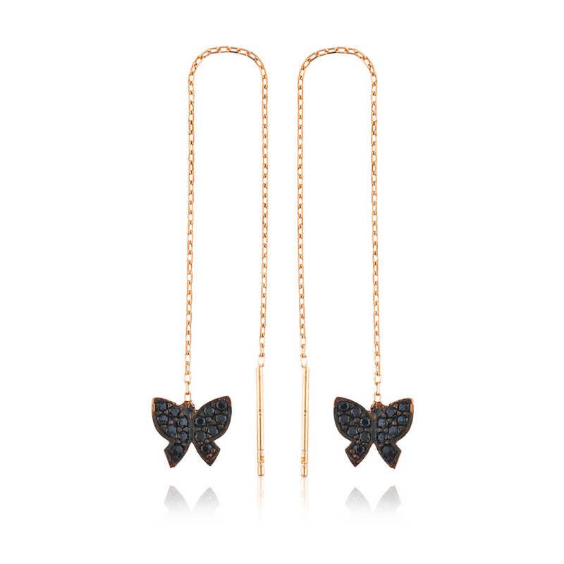 Silver Butterfly Chain Earring