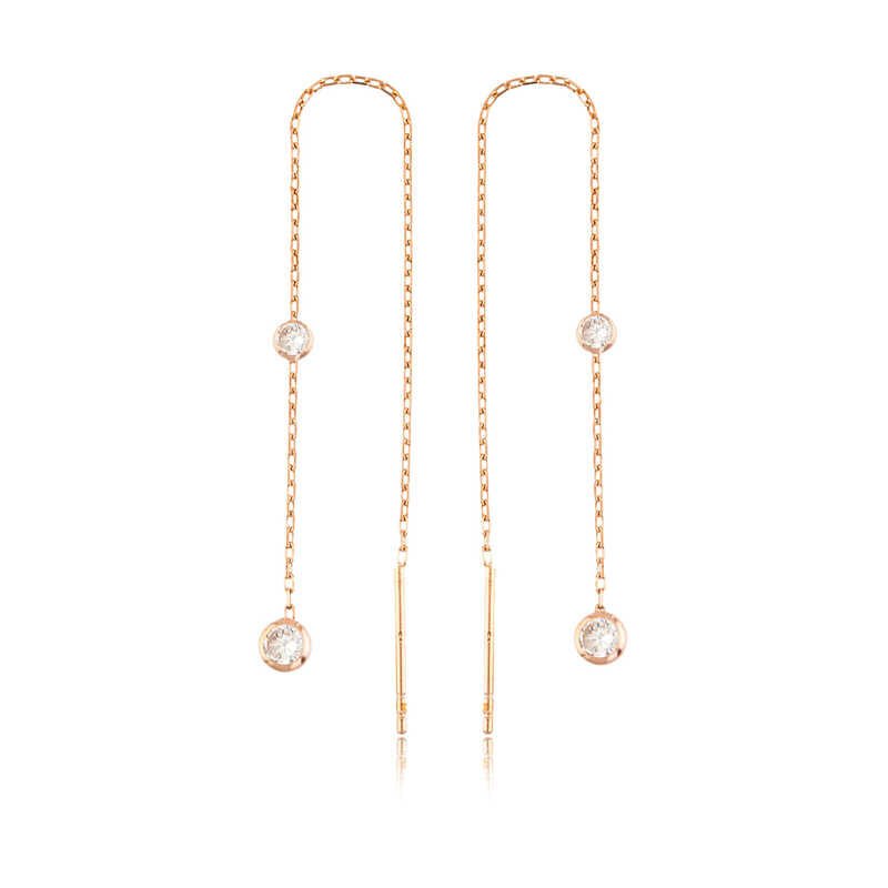 Silver Chain White Stone Earrings