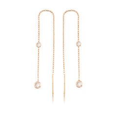 Silver Chain White Stone Earrings