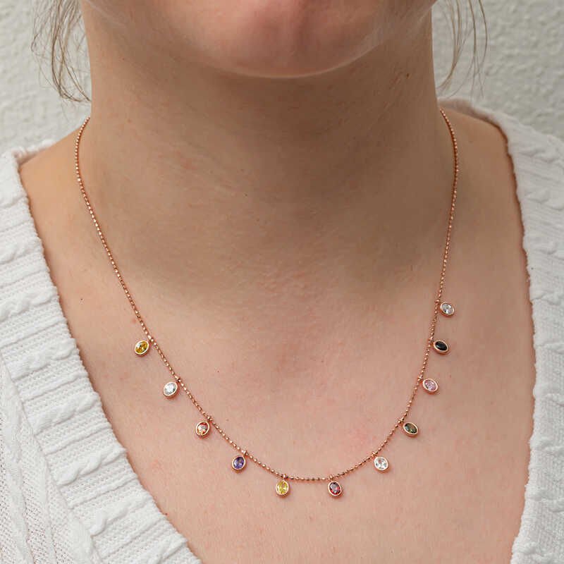 Silver Color Oval Stone Lucky Women's Necklace