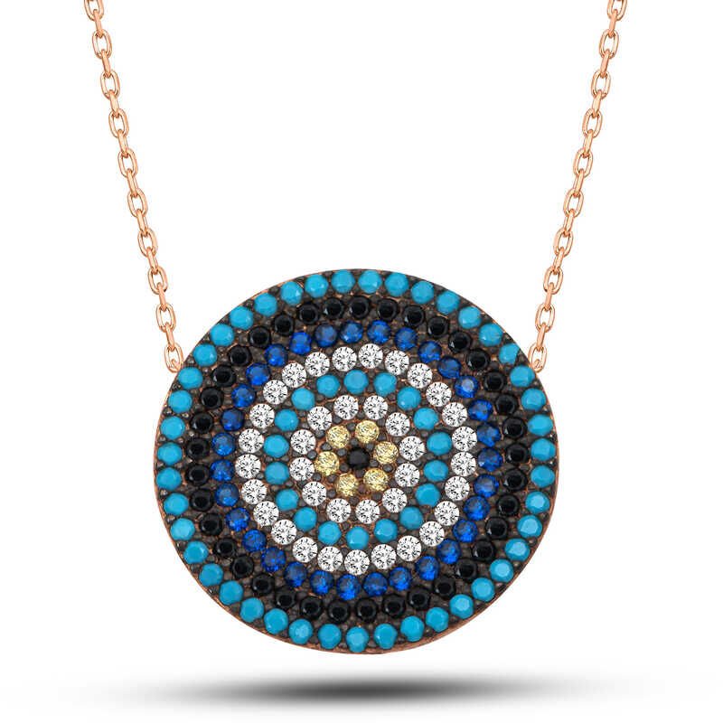 Silver Rose Evil Eye Women's Necklace