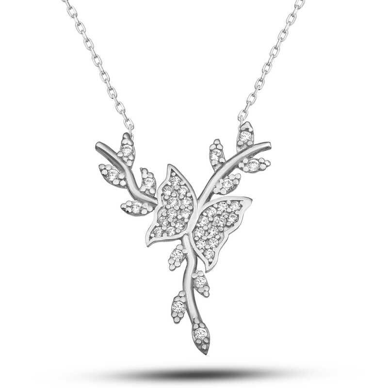 Silver Butterfly Necklace for Women
