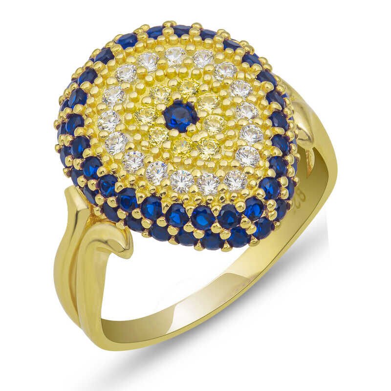 Silver Gold Drop Evil Eye Women's Ring