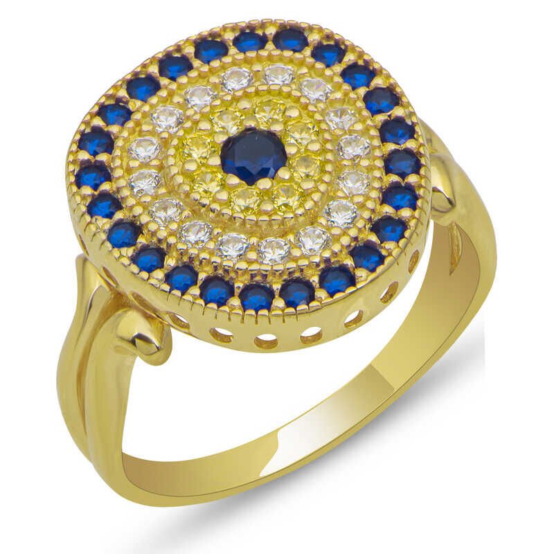 Silver Gold Oval Evil Eye Women's Ring
