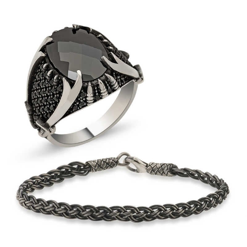 Anillo de plata y pulsera Kazaziye para hombre