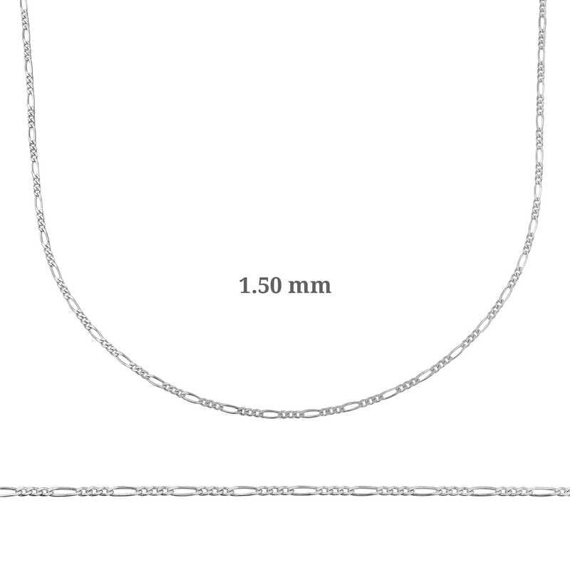 1.50 mm Silver Figaro Chain - 0.40 micron
