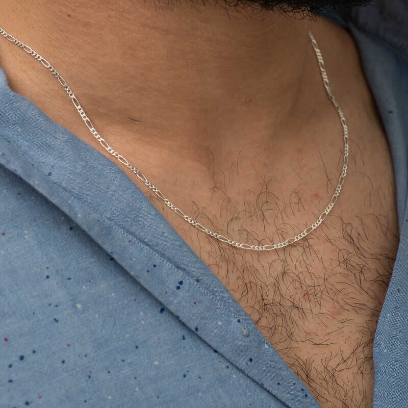 1.50 mm Silver Figaro Chain - 0.40 micron