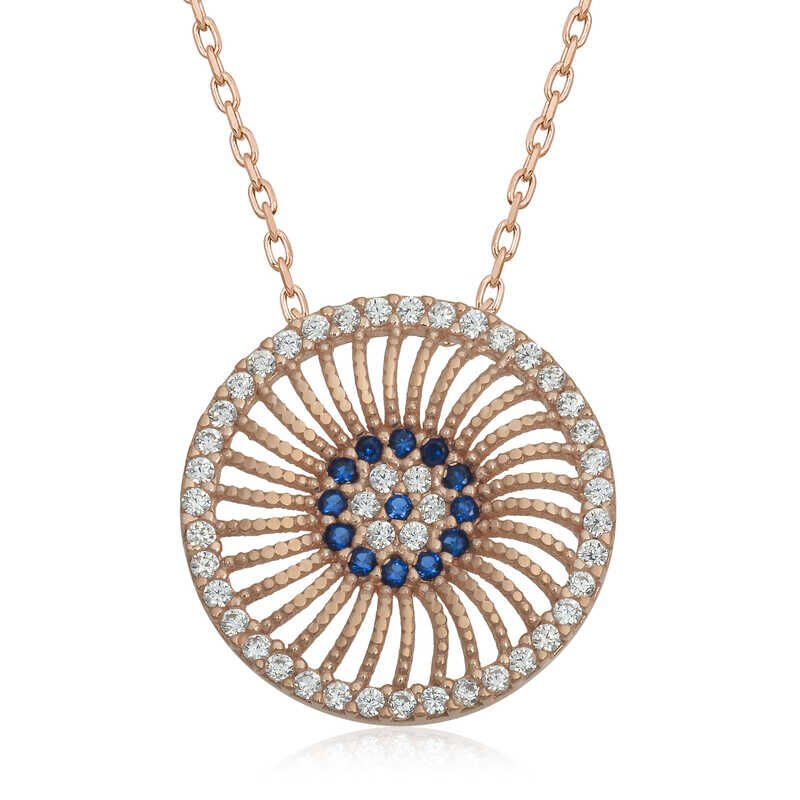 Silver Rose Evil Eye Women's Necklace