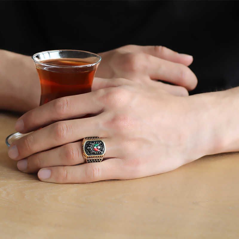 Silver Ottoman State Coat of Arms Men's Ring