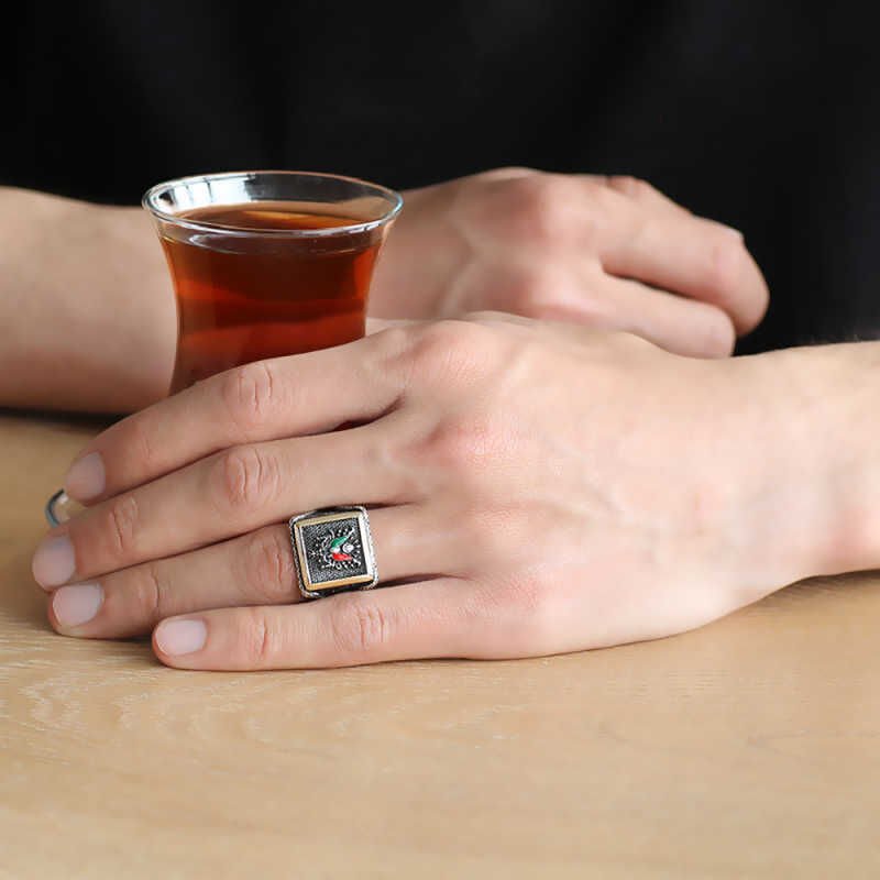 Silver Ottoman State Coat of Arms Men's Ring