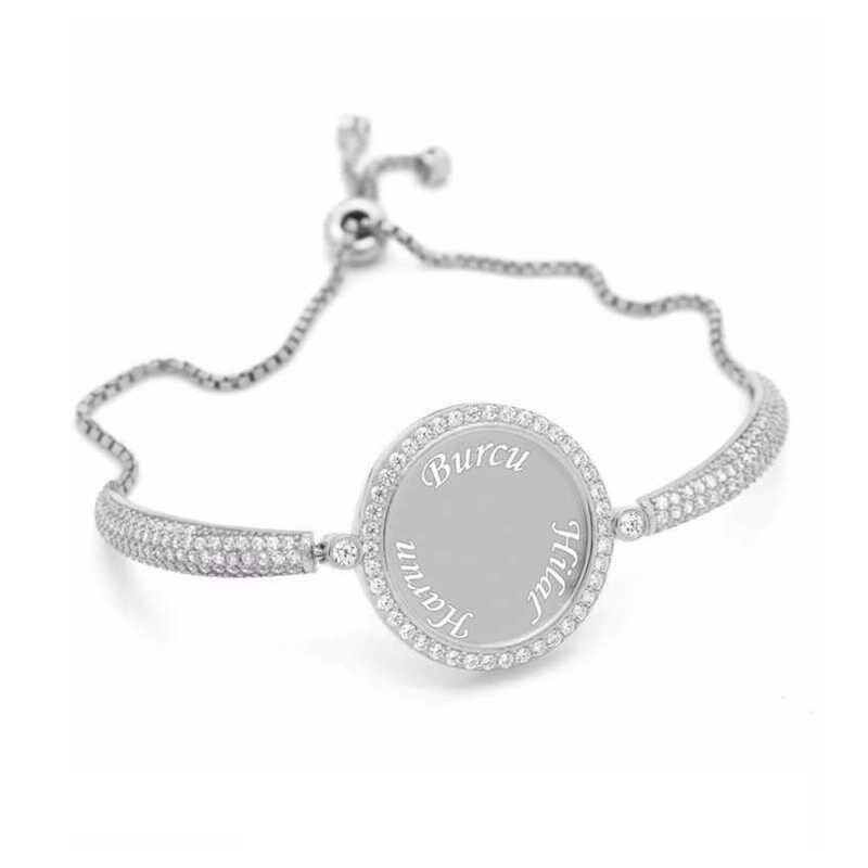 Silver Named Personalized Stone Women's Bracelet