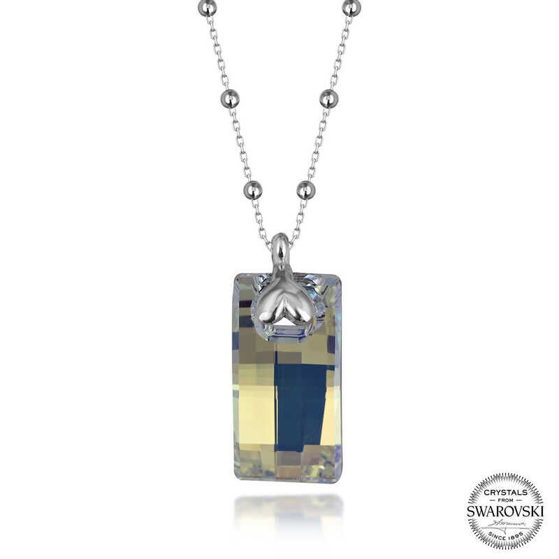 قلادة نسائية من الفضة الاسترلينية بتصميم باجيت على شكل سلسلة من حجر كريستال سواروفسكي