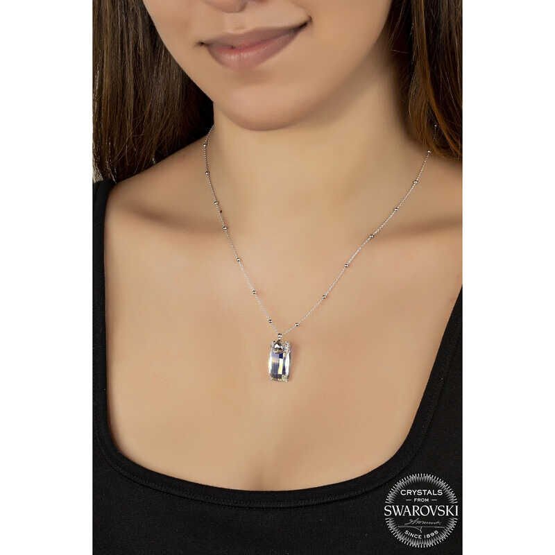 قلادة نسائية من الفضة الاسترلينية بتصميم باجيت على شكل سلسلة من حجر كريستال سواروفسكي