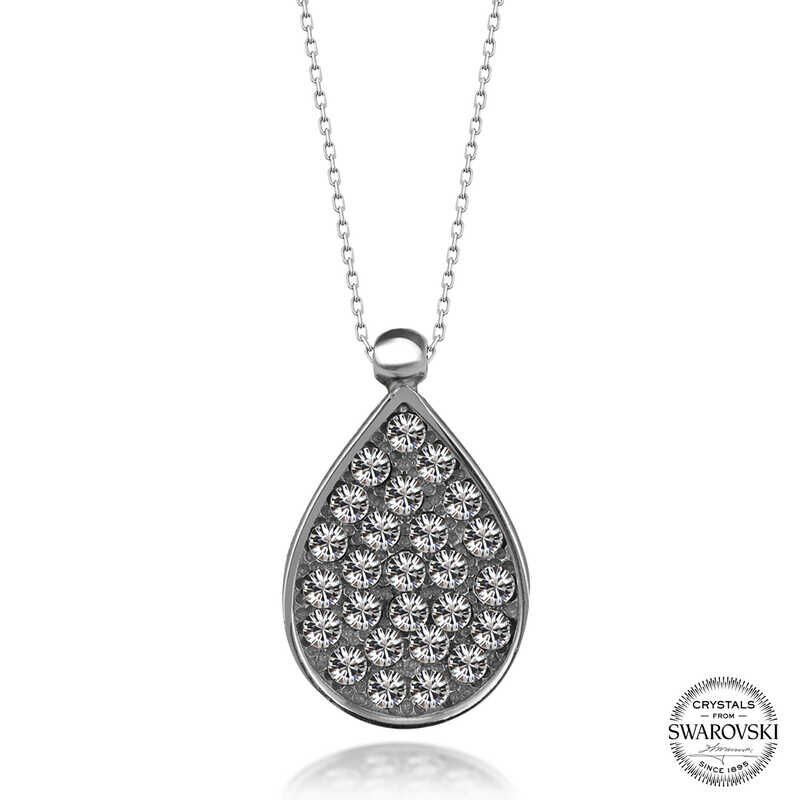 Collar de plata con gota de cristal de Swarovski para mujer