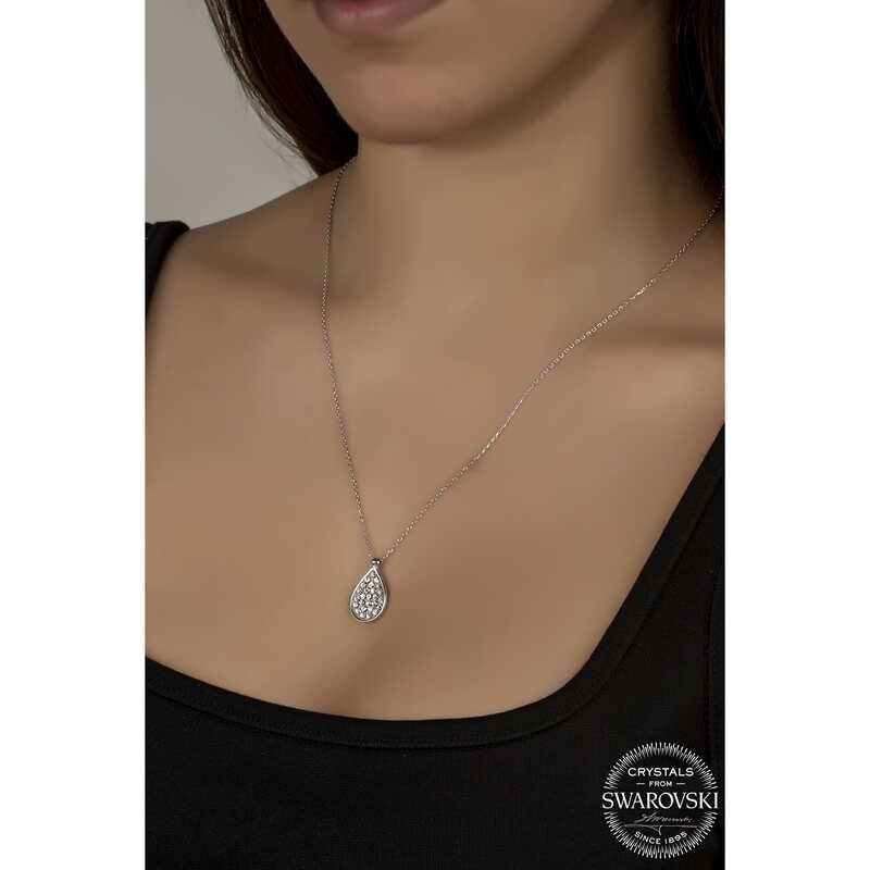 Collar de plata con gota de cristal de Swarovski para mujer