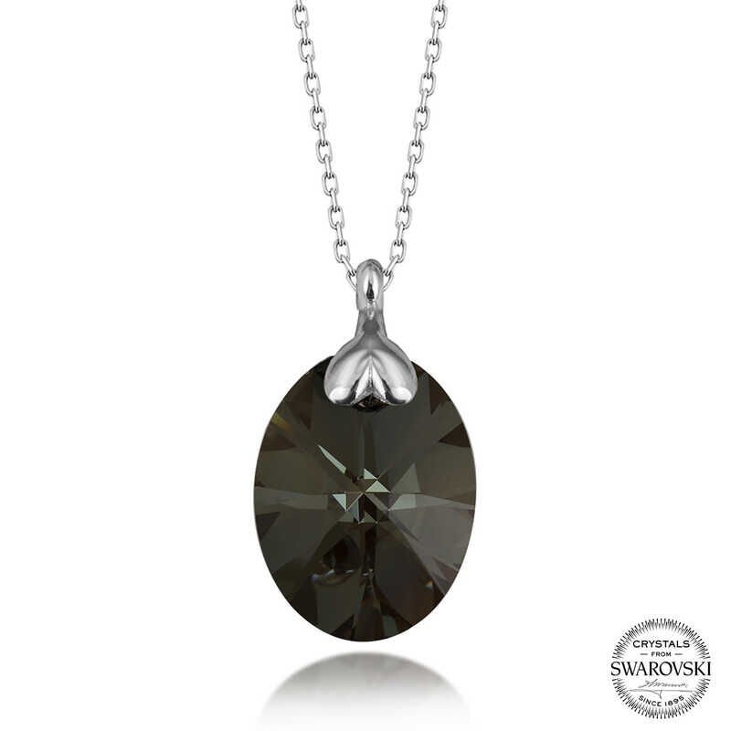 Swarovski Crystal Stone Oval Silver Women's Necklace