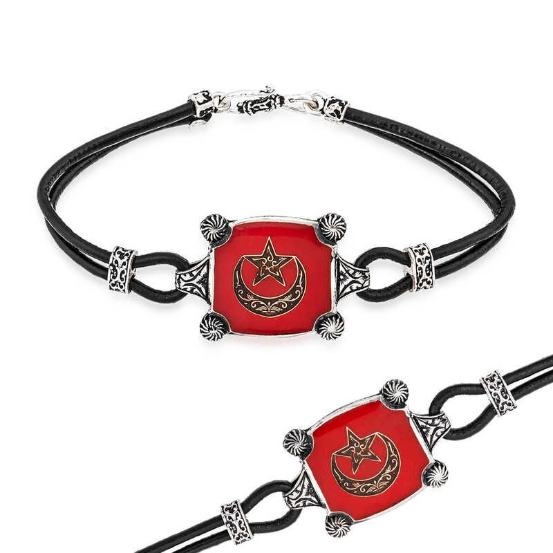Silver Crescent Star Men's Bracelet