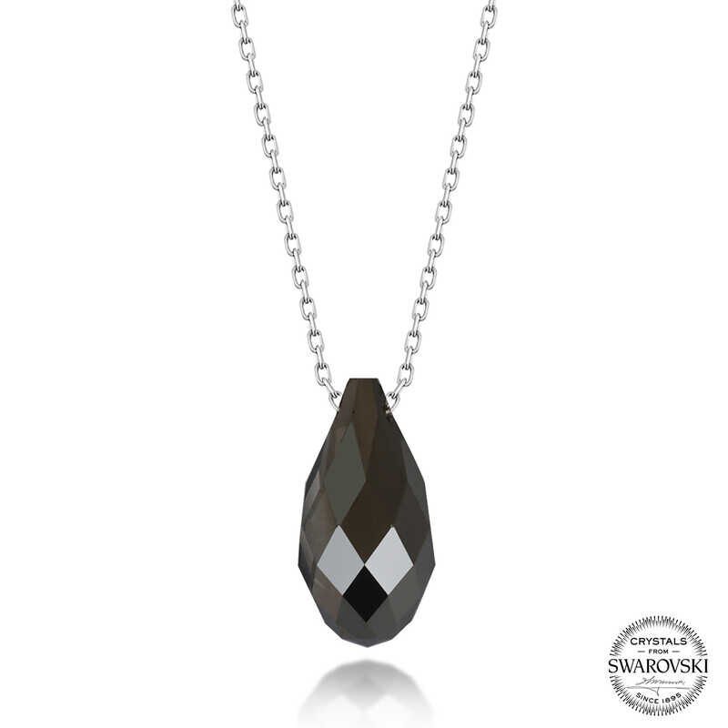 Collar de plata con corte de gota y piedra de cristal de Swarovski para mujer
