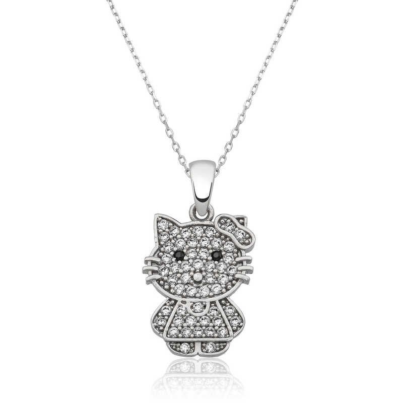 Collar de plata con forma de gato