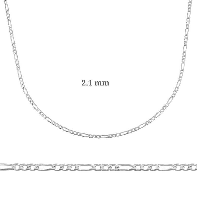 2.10 mm Silver Figaro Chain - 0.60 micron