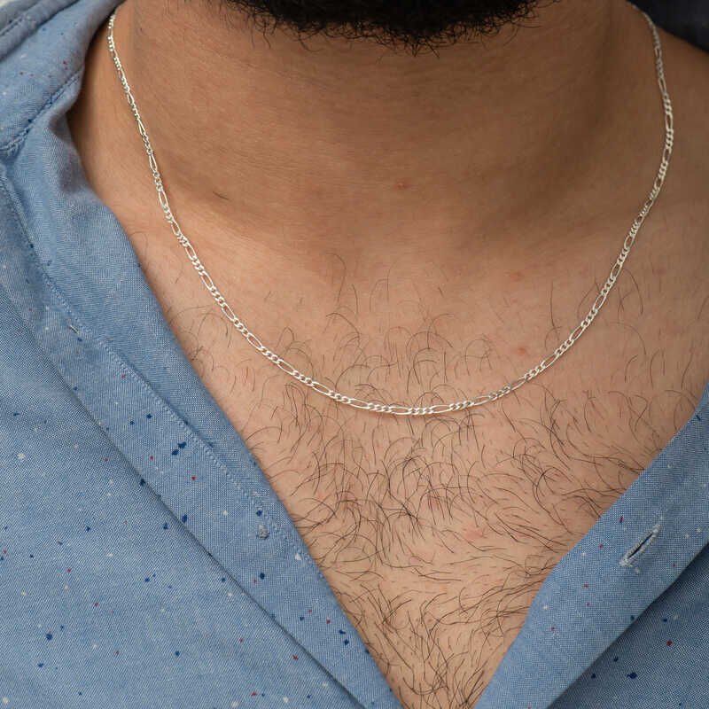 2.10 mm Silver Figaro Chain - 0.60 micron
