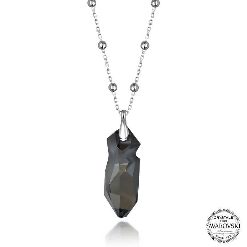 Swarovski Crystal Stone Ball Chain Silver Women's Necklace