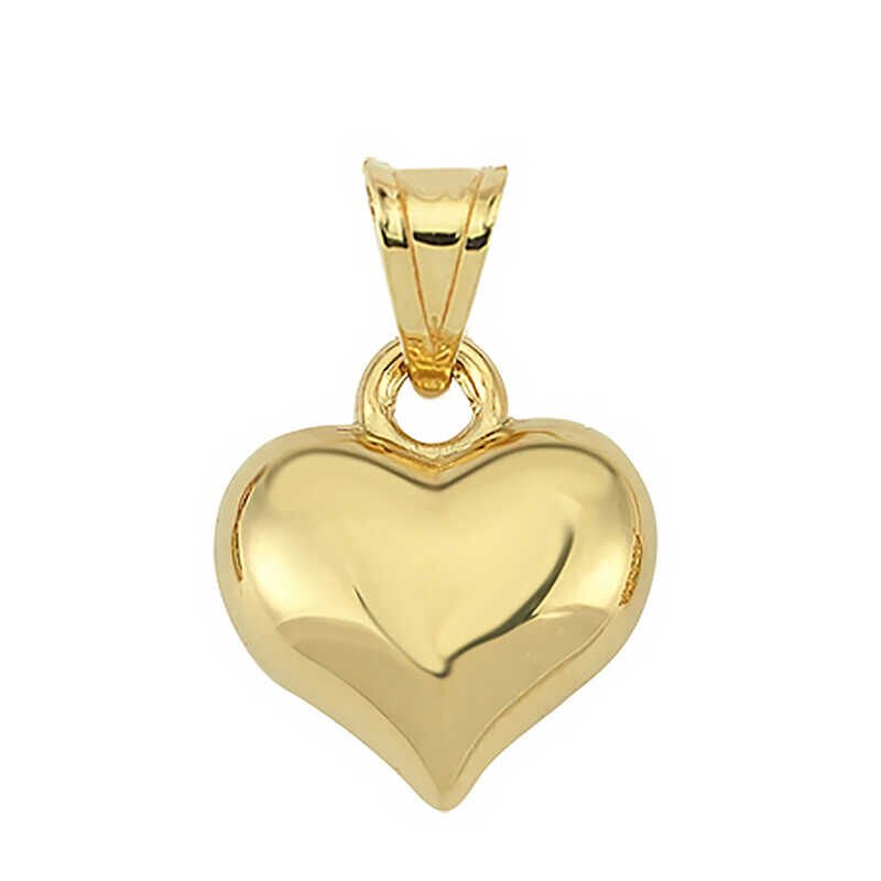 Silver Small 3D Gold Heart Women's Pendant