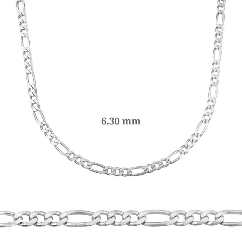 6.30 mm Silver Figaro Chain - 180 micron