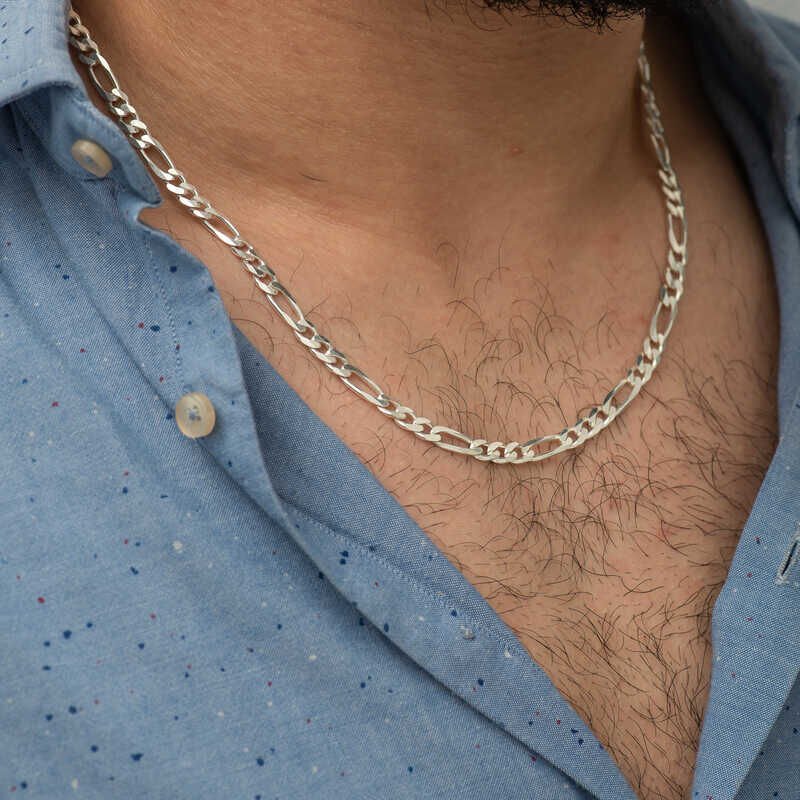 6.30 mm Silver Figaro Chain - 180 micron