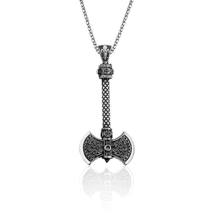 Silver Double Sided Axe Necklace