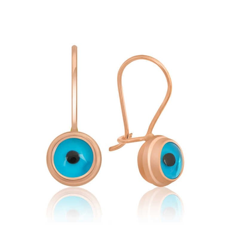 Silver Eye Dangle Rose Evil Eye Earrings
