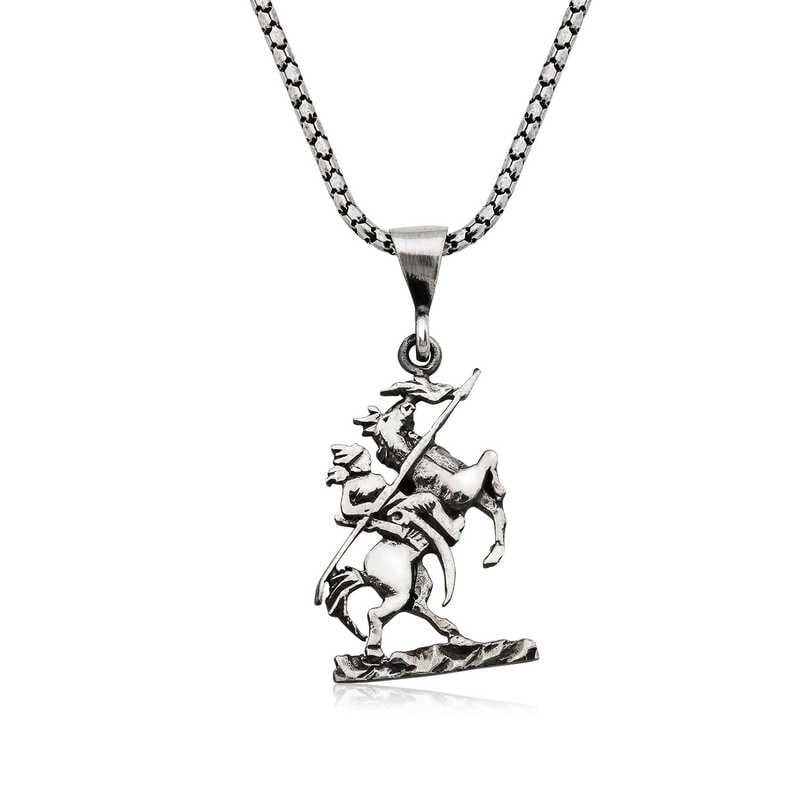 Silver Gokturk Horseman Necklace