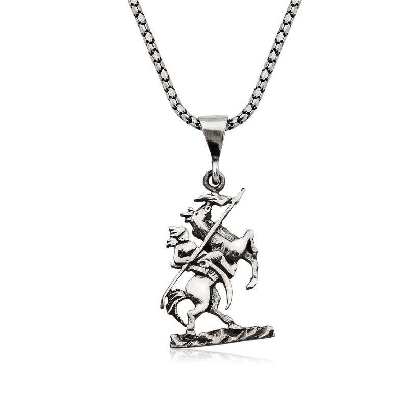 Silver Gokturk Horseman Necklace