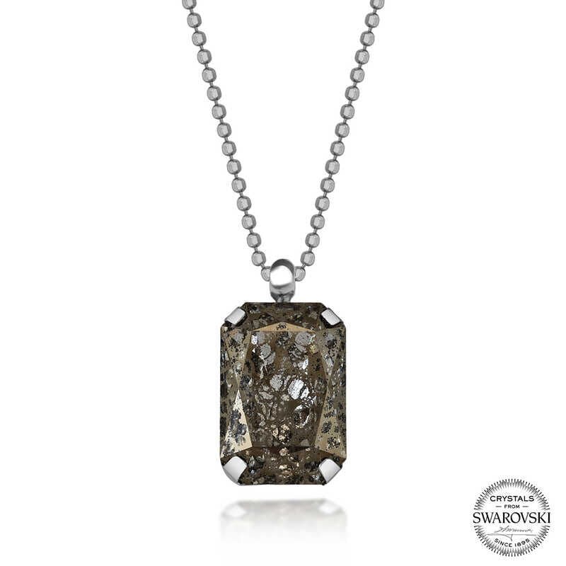 Swarovski Crystal Stone Ball Chain Silver Women's Necklace