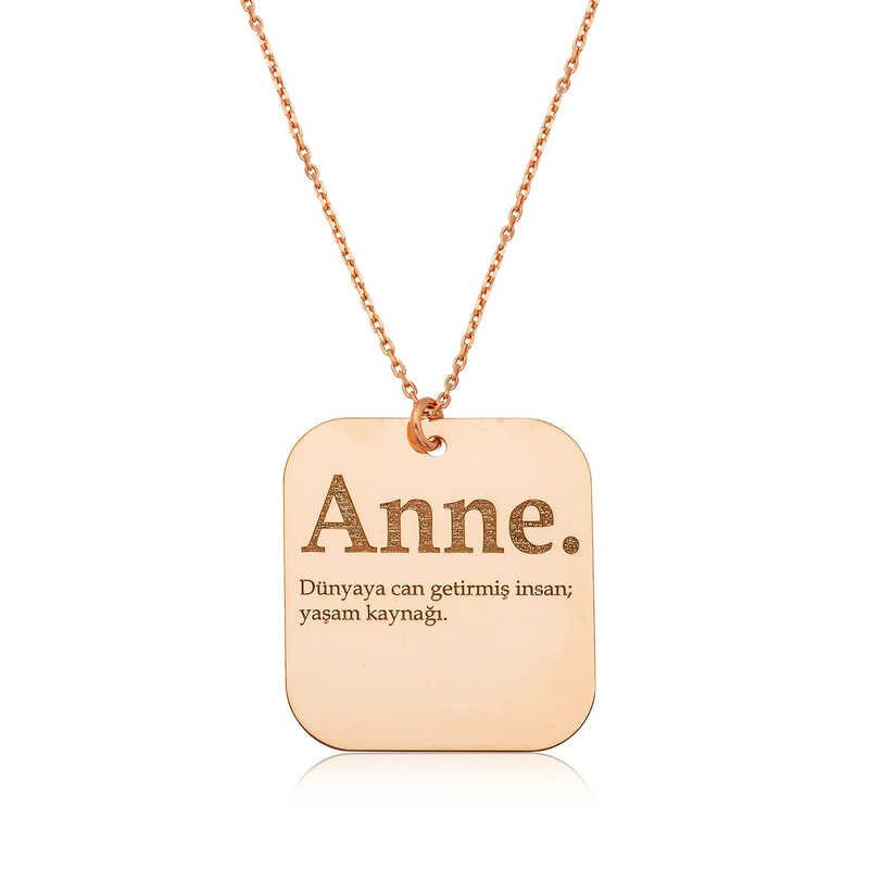 Silver Rose Mother Written Plate Women's Necklace