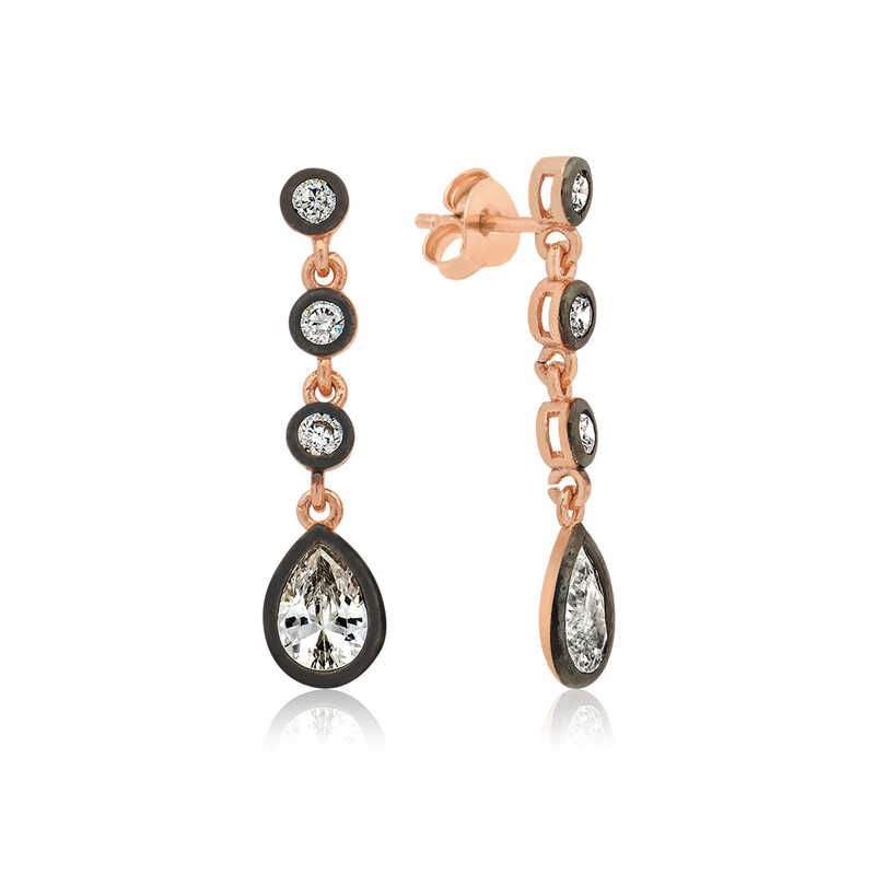 Silver Diamond Mounted Row Stone Earrings