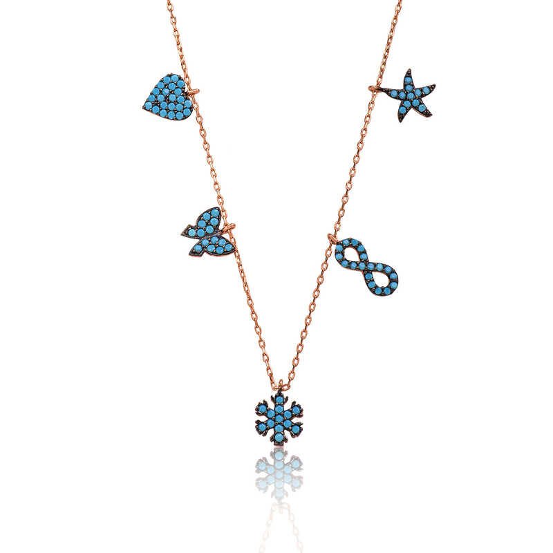 Silver Turquoise Stone Lucky Necklace