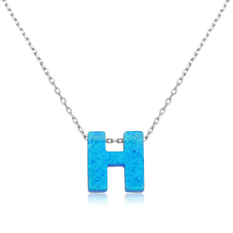 Silver Opal Letter Women's Necklace