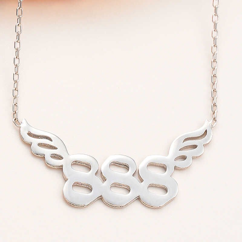 Silver 888 Angel Number Women's Necklace