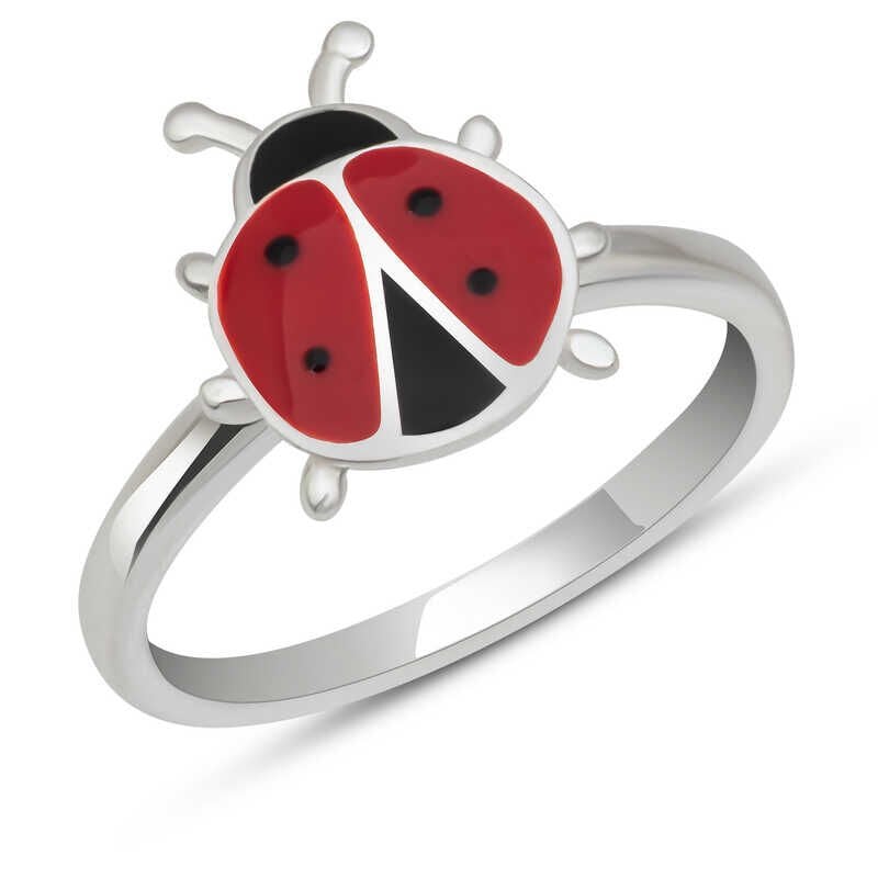 Anillo de plata con mariquita para niñas