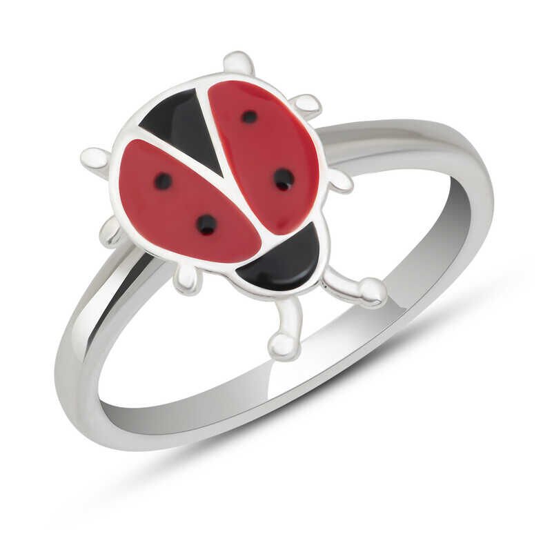 Anillo de plata con mariquita para niñas